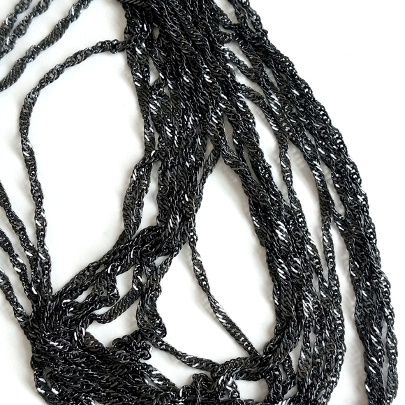 Art Deco Women's Multi-Strand Pewter Black Chainlink Headband w Elastic Band - Picture 10 of 13